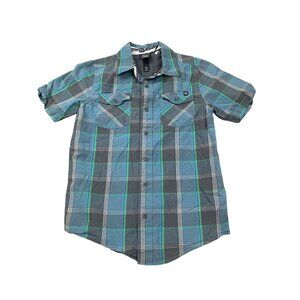Shaun White Boys medium 8-10 Plaid Shirt Blue/Green snowboarder skateboarder